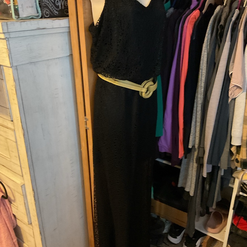Elegant Black Dress with Mesh lace overlay NEW